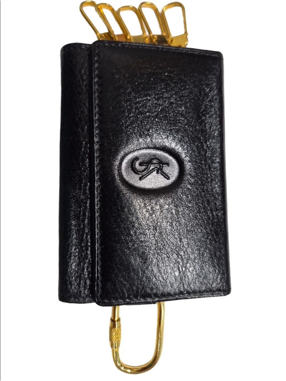 VENETO Black Leather 6-Ring Key Case Wallet Detachable Valet Clip